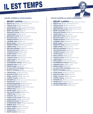 Loetitia Beury. Bulletin de vote Il est temps de changer pour Troyes