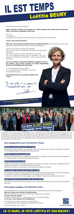 Loetitia Beury. Circulaire Il est temps de changer pour Troyes